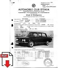 1968 Alfa Romeo 1750 GT Veloce FIA homologation form PDF download (ACI)